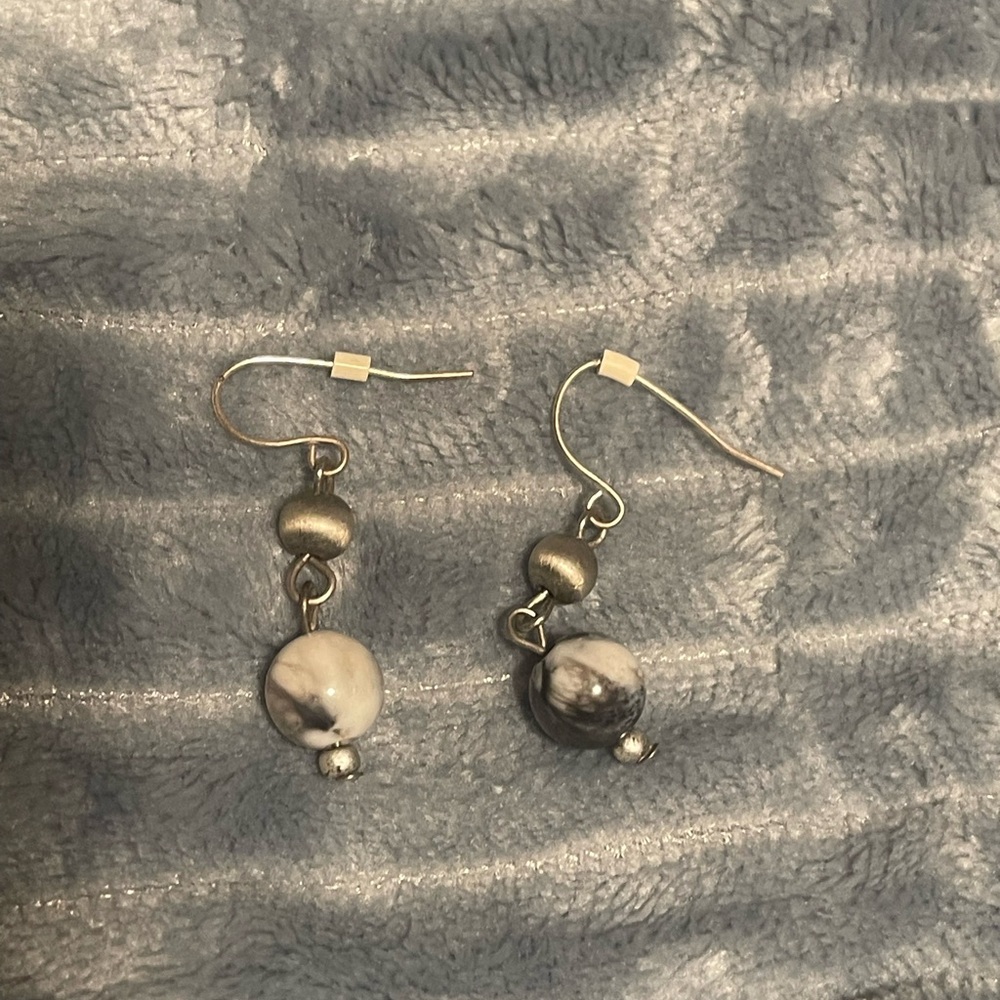 Elegant Marble Bead Earrings